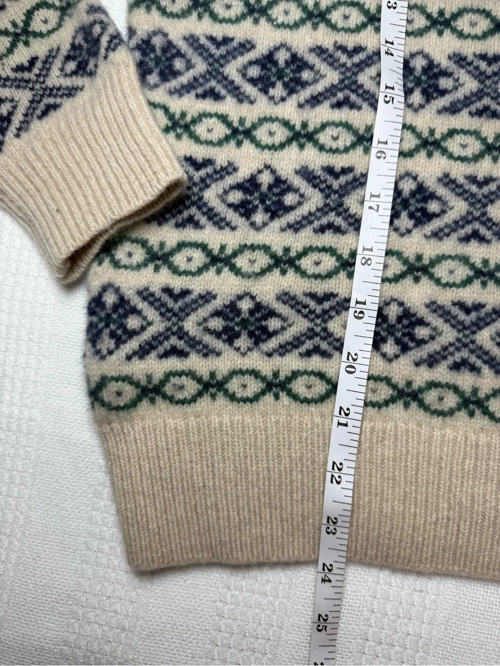 J.Crew Men's Fair Isle Lambswool Crewneck Sweater Sesame Blue Medium